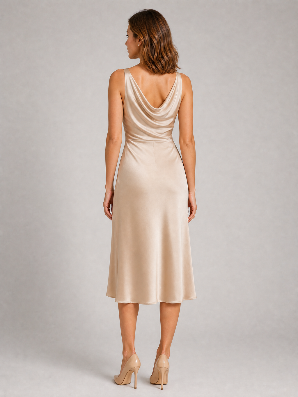 Robe midi satinée drapée Noémie