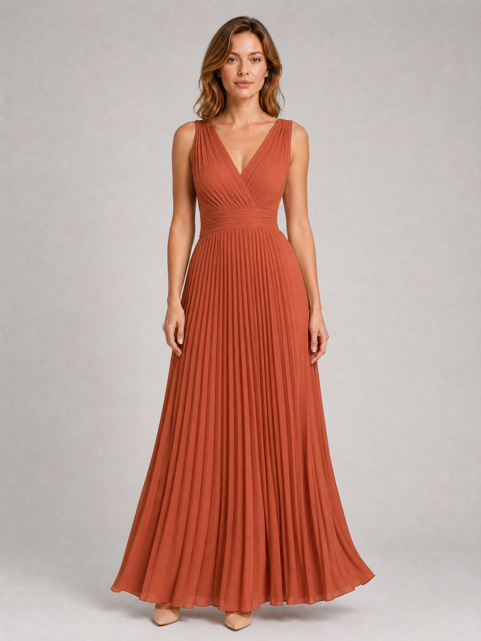 Robe longue plissée Margaux