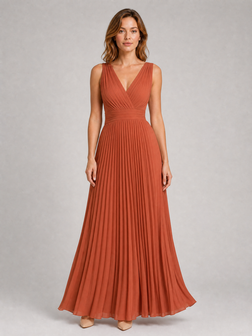 Robe longue plissée Margaux