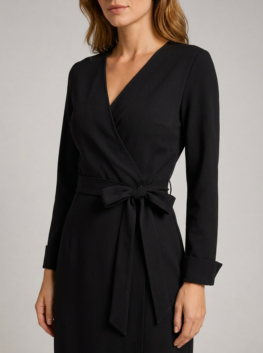 Robe mi-longue cache-cœur Élise